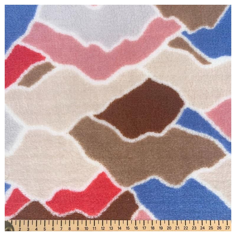 Printed Faux Shearling MONTAGNE Linen / Blue